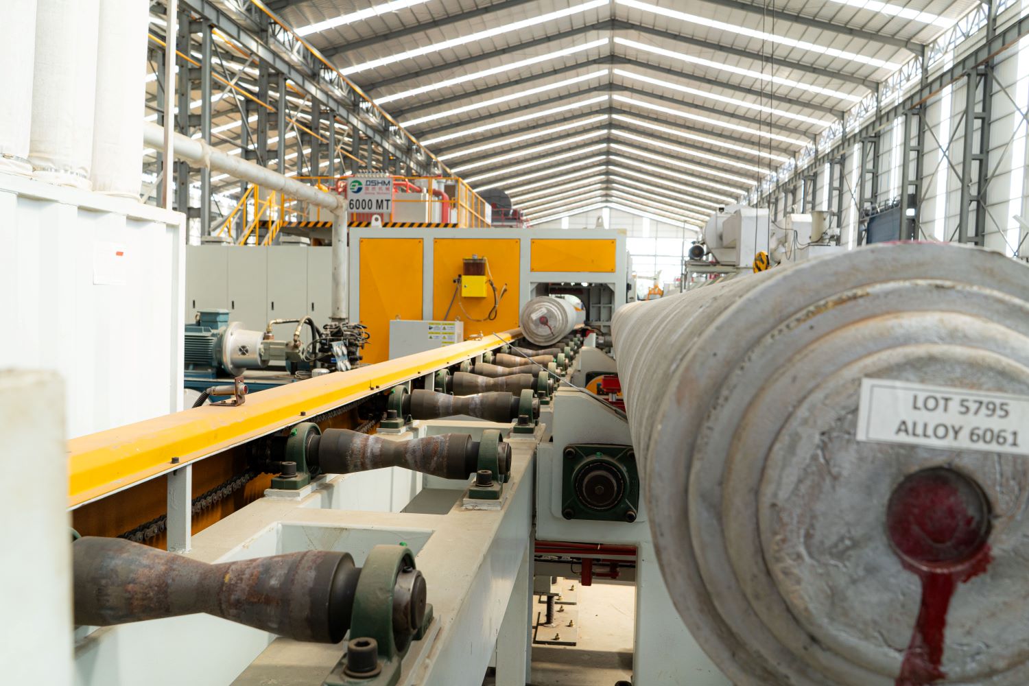 aluminium billets ready for extrusion process in indonesia manufacturing facility Clear alloy marking (6061)